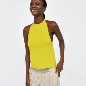 Zara Racerback Golden Yellow Halter Top